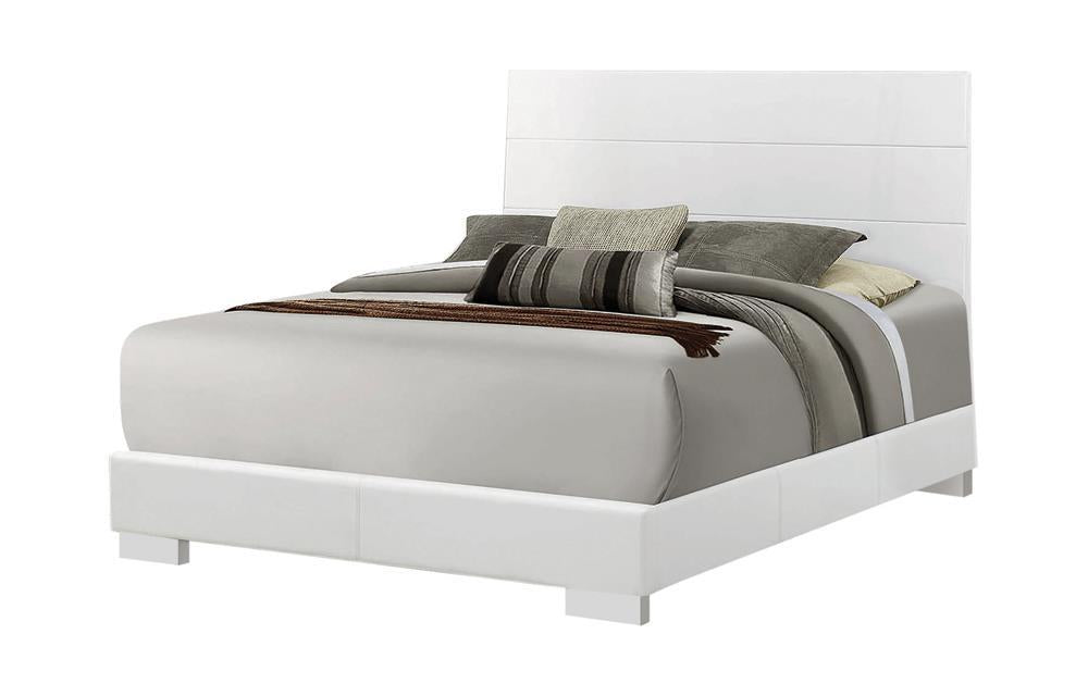 Felicity Eastern King, Queen, & Cal.King Panel Bed Glossy White - Visions in Furniture (La Mirada, CA)
