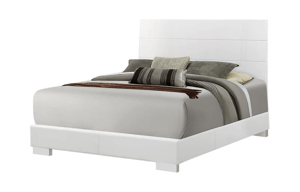 Felicity Queen Panel Bed Glossy White - Visions in Furniture (La Mirada, CA)
