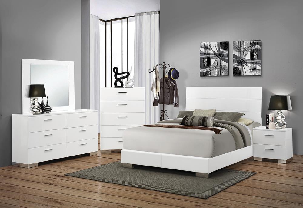 Felicity Queen Panel Bed Glossy White - Visions in Furniture (La Mirada, CA)