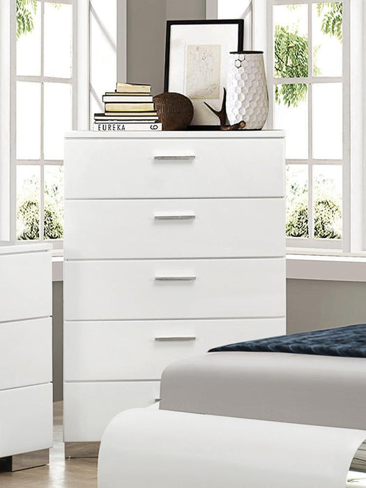 Felicity 5-drawer Chest Glossy White - Visions in Furniture (La Mirada, CA)