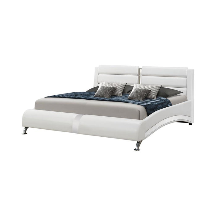 Jeremaine California King Upholstered Bed White - Visions in Furniture (La Mirada, CA)