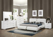 Jeremaine California King, E.King, & Queen Upholstered Bed White - Visions in Furniture (La Mirada, CA)