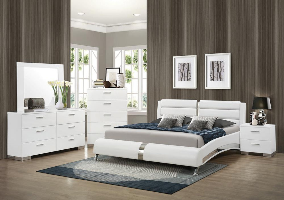 Jeremaine California King Upholstered Bed White - Visions in Furniture (La Mirada, CA)