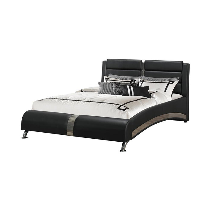 Jeremaine Queen Upholstered Bed Black - Visions in Furniture (La Mirada, CA)
