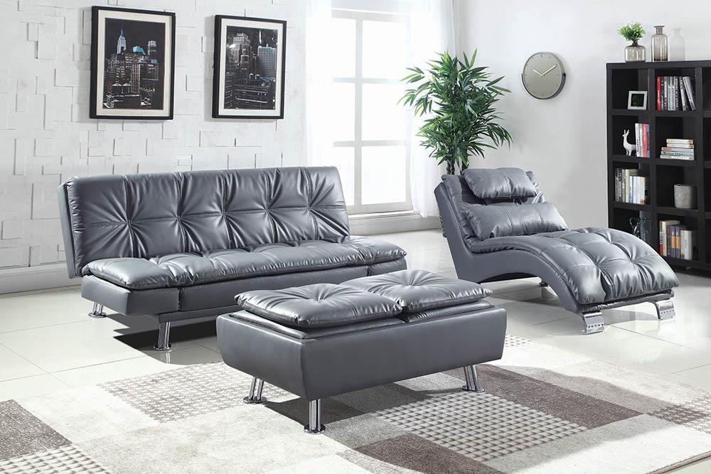 Dilleston Tufted Back Upholstered Sofa Bed Grey - Visions in Furniture (La Mirada, CA)