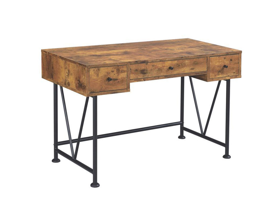 Analiese 3-drawer Writing Desk Antique Nutmeg and Black - Visions in Furniture (La Mirada, CA)