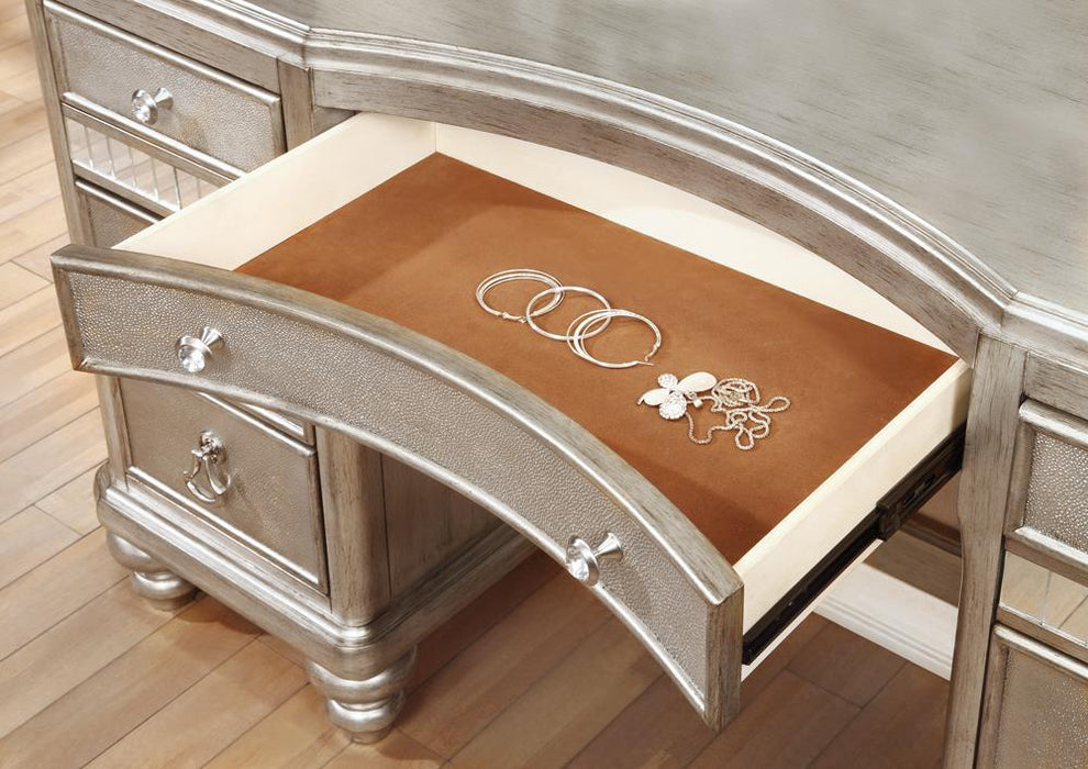 Bling Game 9-drawer Vanity Desk Metallic Platinum - Visions in Furniture (La Mirada, CA)