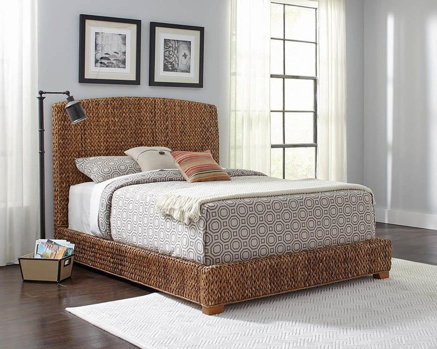 Laughton Hand-Woven Banana Leaf California King, E.King, & Queen Bed Amber - Visions in Furniture (La Mirada, CA)