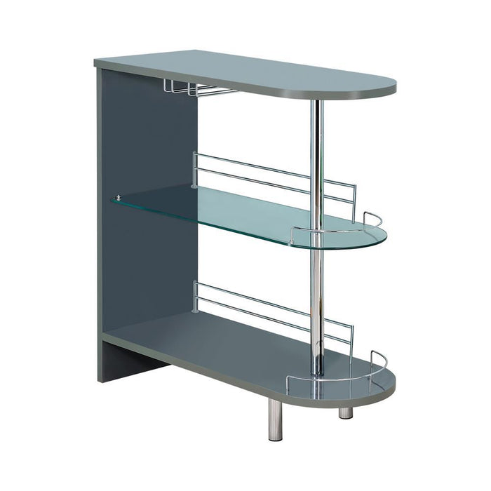 Adolfo 3-tier Bar Table Glossy Grey and Clear - Visions in Furniture (La Mirada, CA)