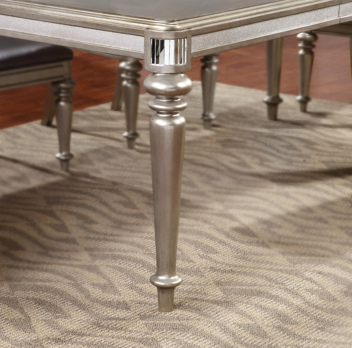 Bling Game Rectangular Dining Table with Leaf Metallic Platinum - Visions in Furniture (La Mirada, CA)