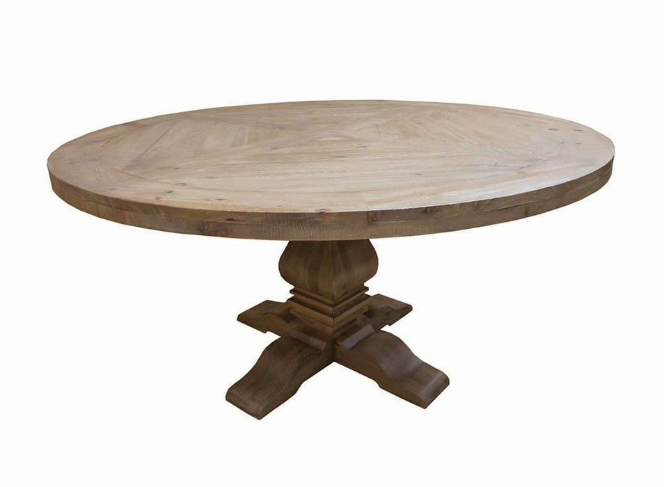 Florence Round Pedestal Dining Table Rustic Smoke - Visions in Furniture (La Mirada, CA)