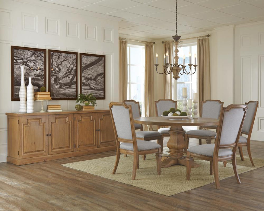 Florence Round Pedestal Dining Table Rustic Smoke - Visions in Furniture (La Mirada, CA)