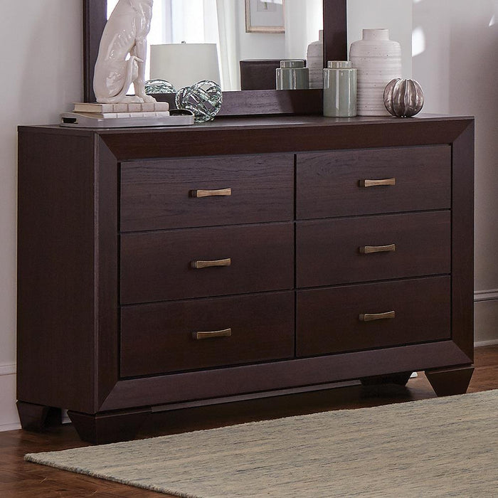 Kauffman 6-drawer Dresser Dark Cocoa - Visions in Furniture (La Mirada, CA)