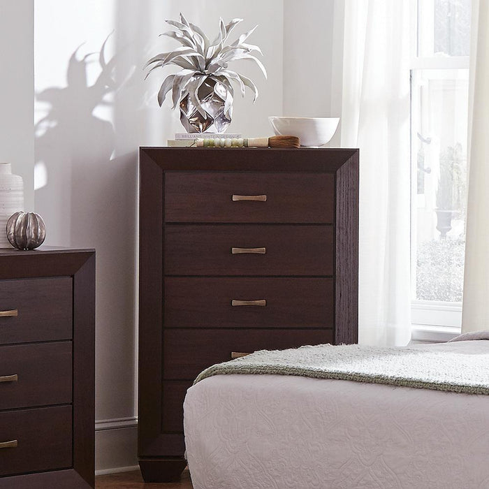 Kauffman 5-drawer Chest Dark Cocoa - Visions in Furniture (La Mirada, CA)
