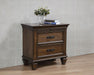 Franco 2-drawer Nightstand with Pull Out Tray Burnished Oak - Visions in Furniture (La Mirada, CA)