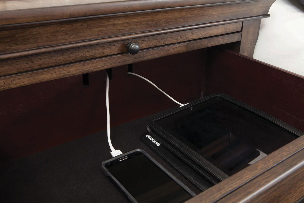 Franco 2-drawer Nightstand with Pull Out Tray Burnished Oak - Visions in Furniture (La Mirada, CA)