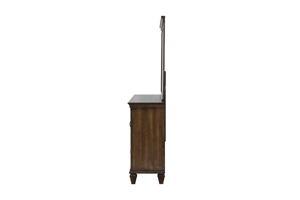 Franco 5-drawer Dresser with 2 Louvered Doors Burnished Oak - Visions in Furniture (La Mirada, CA)