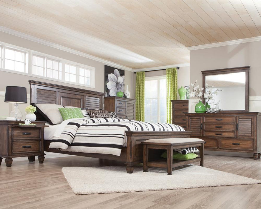Franco Eastern King Panel Bed Burnished Oak - Visions in Furniture (La Mirada, CA)