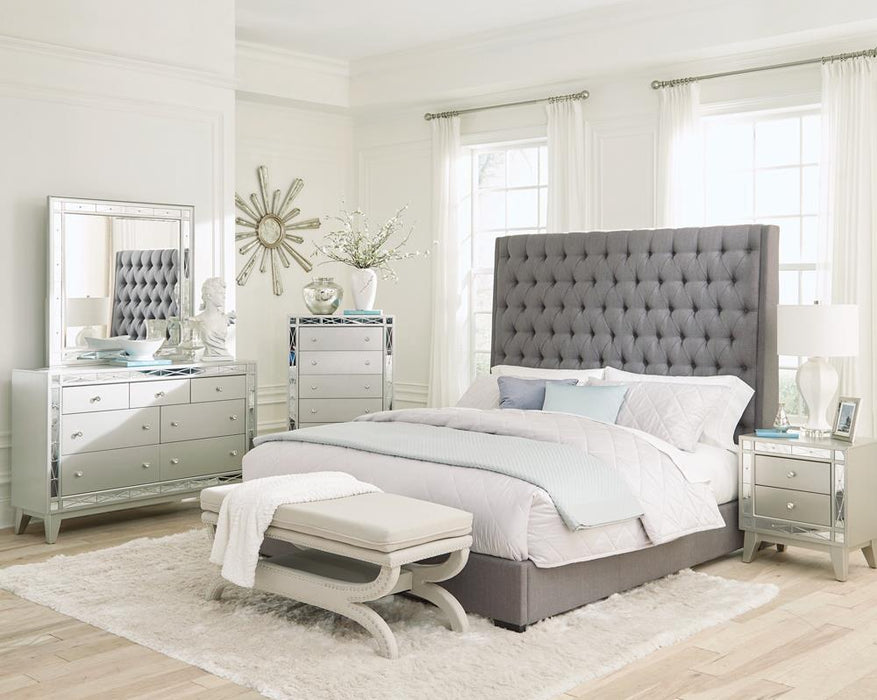 Camille Tall Tufted California King, E.King & Queen Bed Grey - Visions in Furniture (La Mirada, CA)