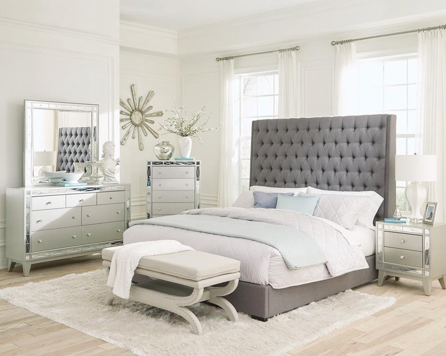 Camille Tall Tufted Eastern King Bed Grey - Visions in Furniture (La Mirada, CA)