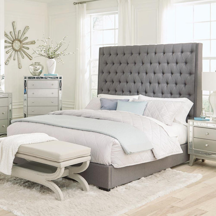 Camille Tall Tufted Eastern King Bed Grey - Visions in Furniture (La Mirada, CA)