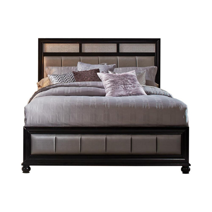 Barzini Eastern King Upholstered Bed Black and Grey - Visions in Furniture (La Mirada, CA)