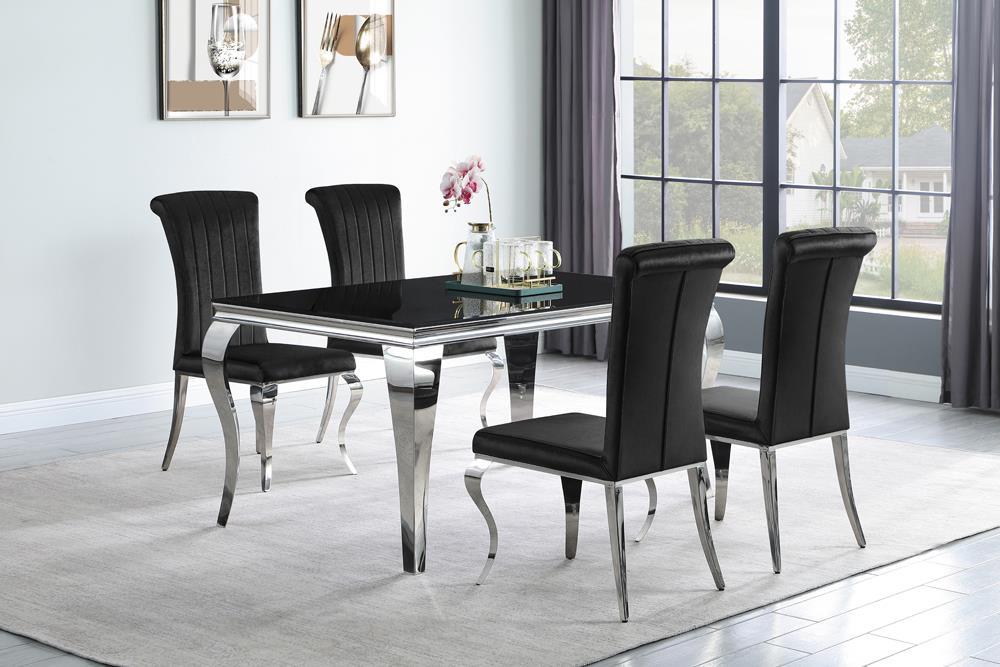 Carone Rectangular Dining Table Chrome and Black - Visions in Furniture (La Mirada, CA)