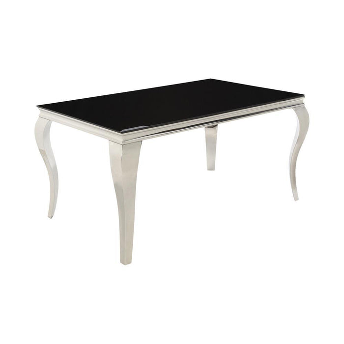 Carone Rectangular Dining Table Chrome and Black - Visions in Furniture (La Mirada, CA)