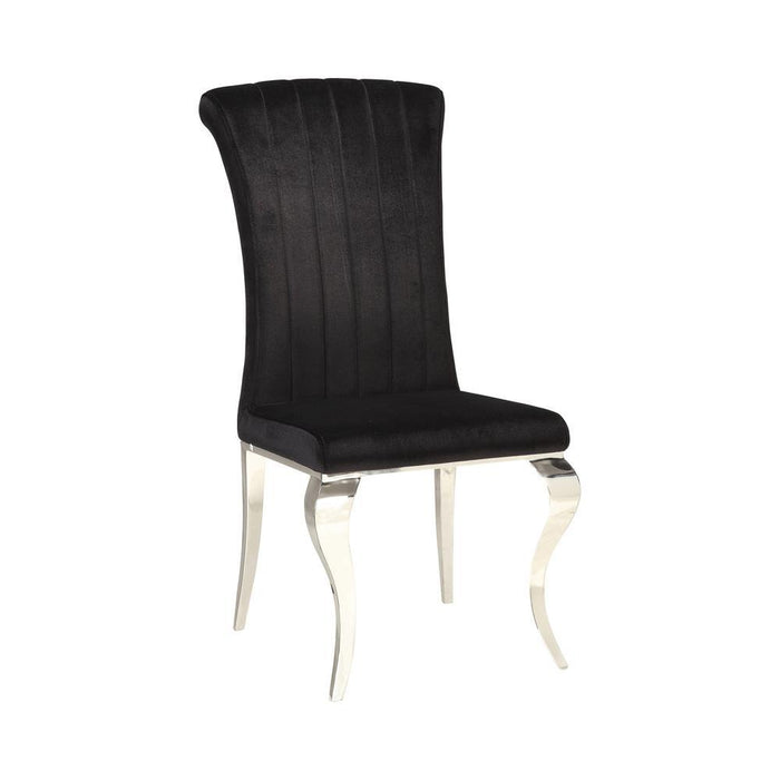 Betty Upholstered Side Chairs Black and Chrome (Set of 4) - Visions in Furniture (La Mirada, CA)