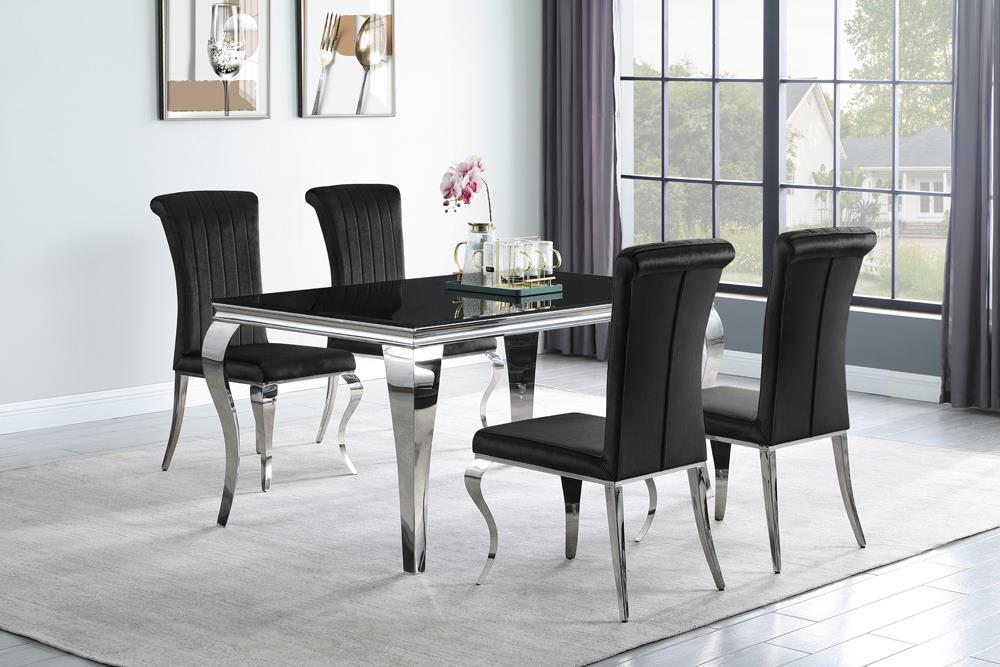 Betty Upholstered Side Chairs Black and Chrome (Set of 4) - Visions in Furniture (La Mirada, CA)