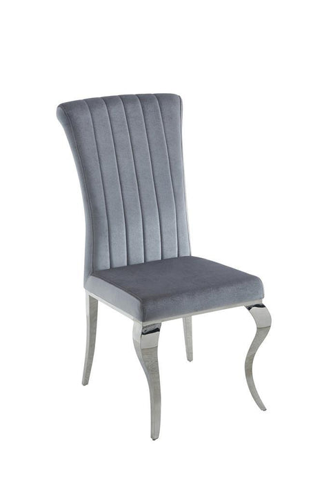 Betty Upholstered Side Chairs Grey and Chrome (Set of 4) - Visions in Furniture (La Mirada, CA)