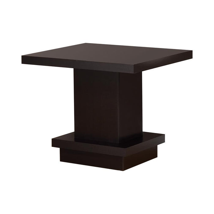 Reston Pedestal Square End Table Cappuccino - Visions in Furniture (La Mirada, CA)