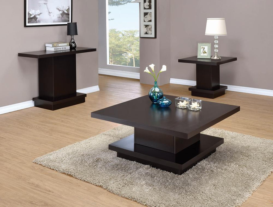Reston Pedestal Square End Table Cappuccino - Visions in Furniture (La Mirada, CA)