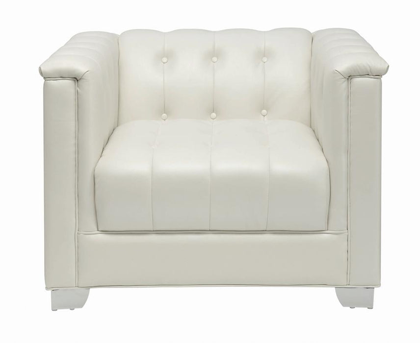 Chaviano Tufted Upholstered Chair Pearl White - Visions in Furniture (La Mirada, CA)