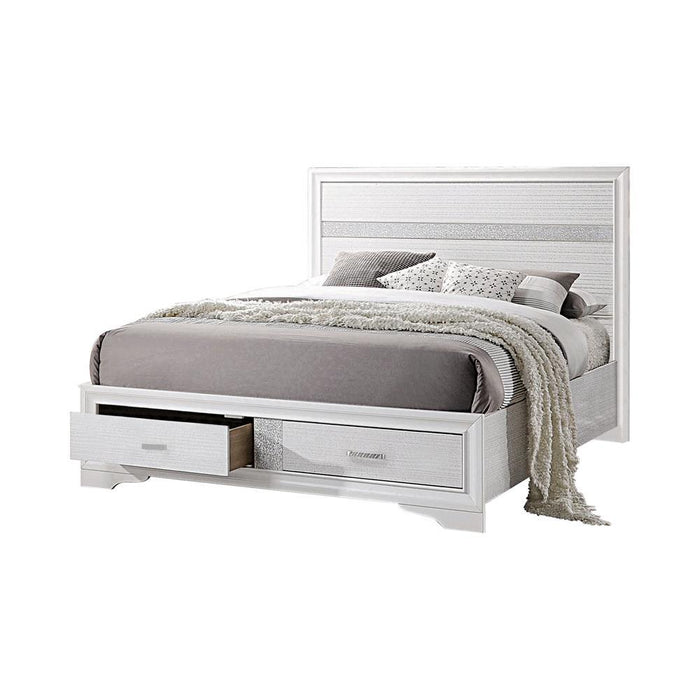 Miranda California King. E.King, & Queen 2-drawer Storage Bed Black & White - Visions in Furniture (La Mirada, CA)