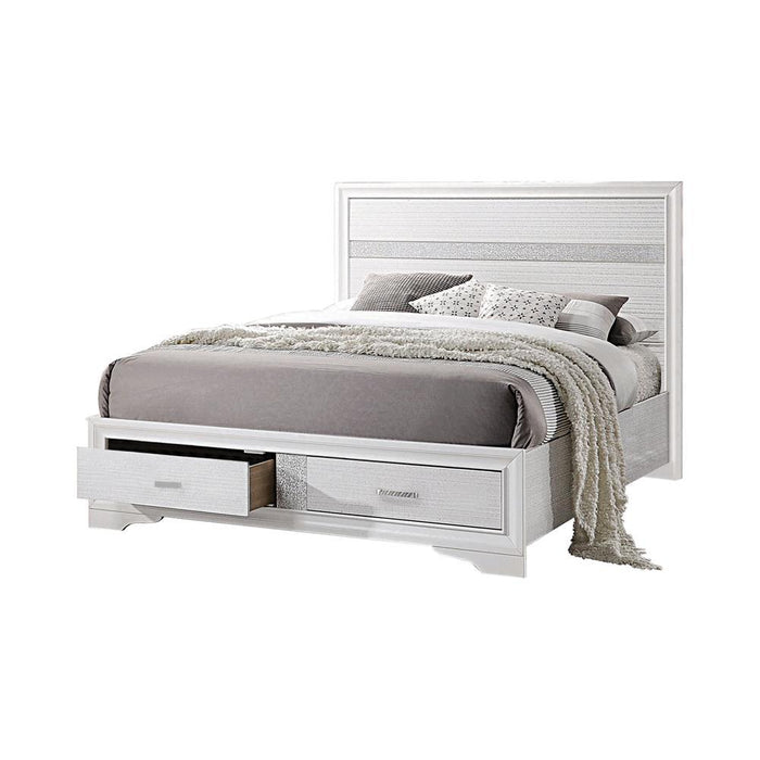 Miranda California King. E.King, & Queen 2-drawer Storage Bed Black & White - Visions in Furniture (La Mirada, CA)