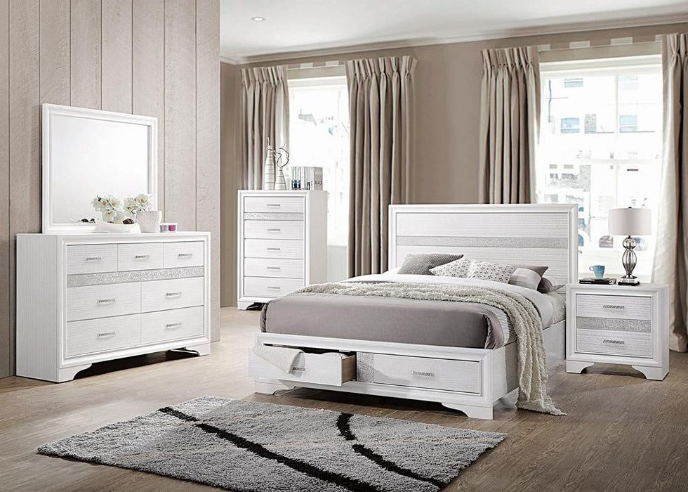Miranda California King. E.King, & Queen 2-drawer Storage Bed Black & White - Visions in Furniture (La Mirada, CA)