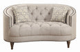 Avonlea Sloped Arm Upholstered Loveseat Trim Grey - Visions in Furniture (La Mirada, CA)
