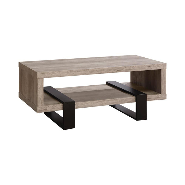 Dinard Coffee Table with Shelf Grey Driftwood - Visions in Furniture (La Mirada, CA)