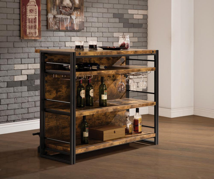 Renaldi Bar Unit with Stemware Rack Antique Nutmeg - Visions in Furniture (La Mirada, CA)