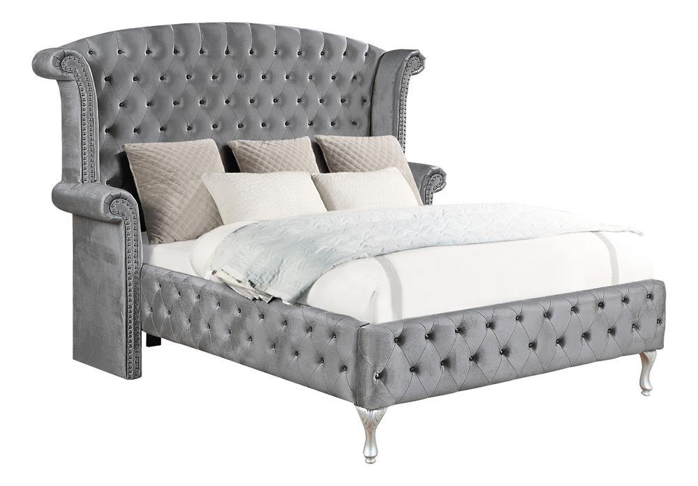 Deanna Eastern King Tufted Upholstered Bed Grey - Visions in Furniture (La Mirada, CA)