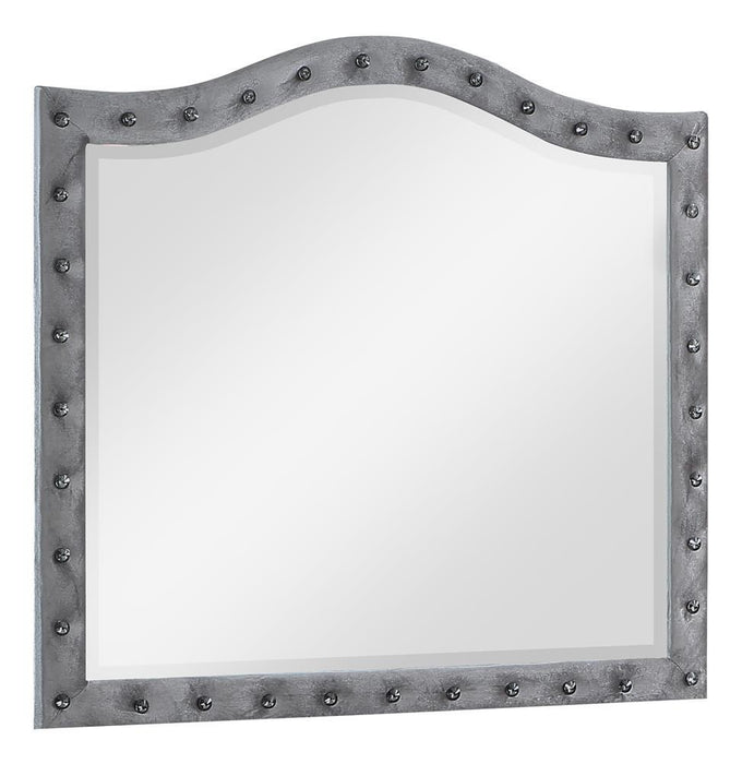 Deanna Button Tufted Dresser Mirror Grey - Visions in Furniture (La Mirada, CA)