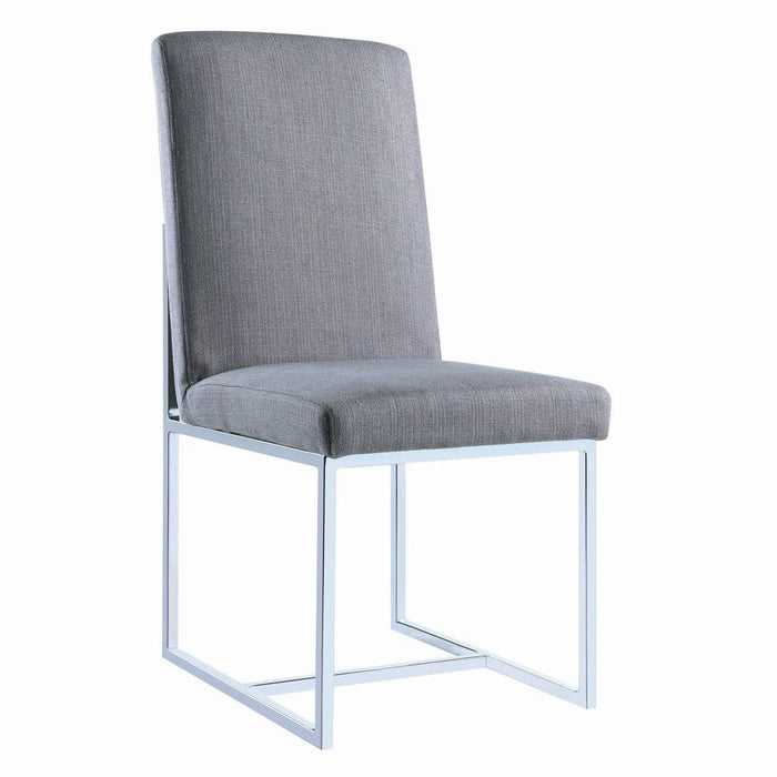 Mackinnon Upholstered Side Chairs Grey and Chrome (Set of 2) - Visions in Furniture (La Mirada, CA)