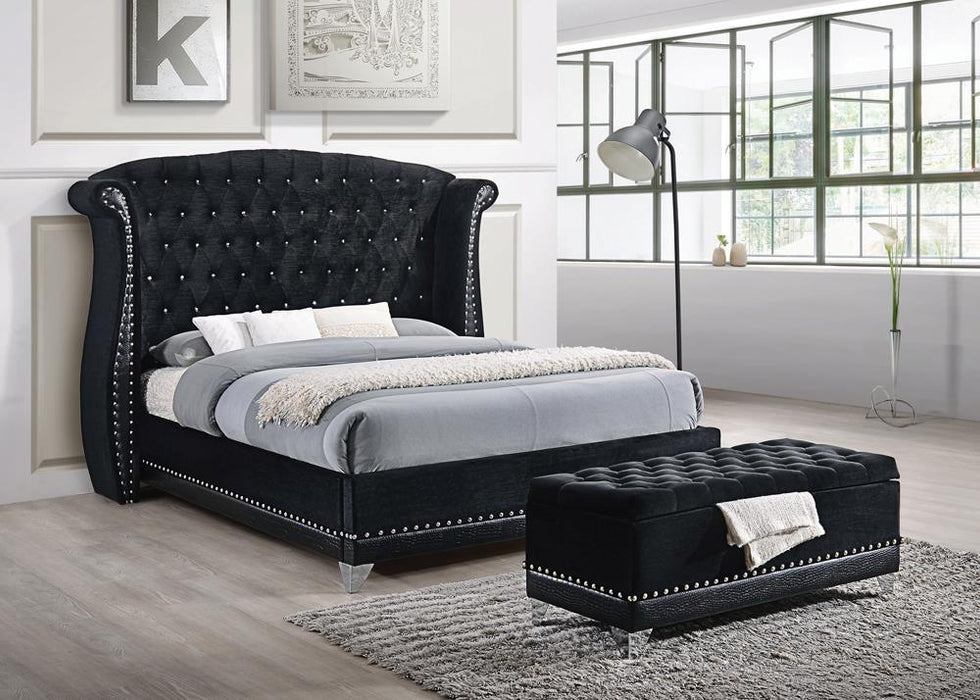 Barzini Eastern King Tufted Upholstered Bed Black - Visions in Furniture (La Mirada, CA)
