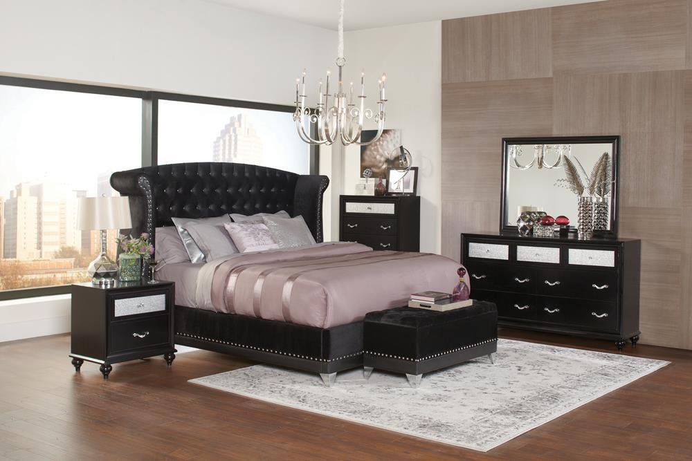 Barzini Queen Tufted Upholstered Bed Black - Visions in Furniture (La Mirada, CA)