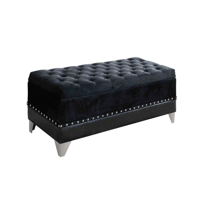 Barzini Tufted Rectangular Trunk with Nailhead Black - Visions in Furniture (La Mirada, CA)