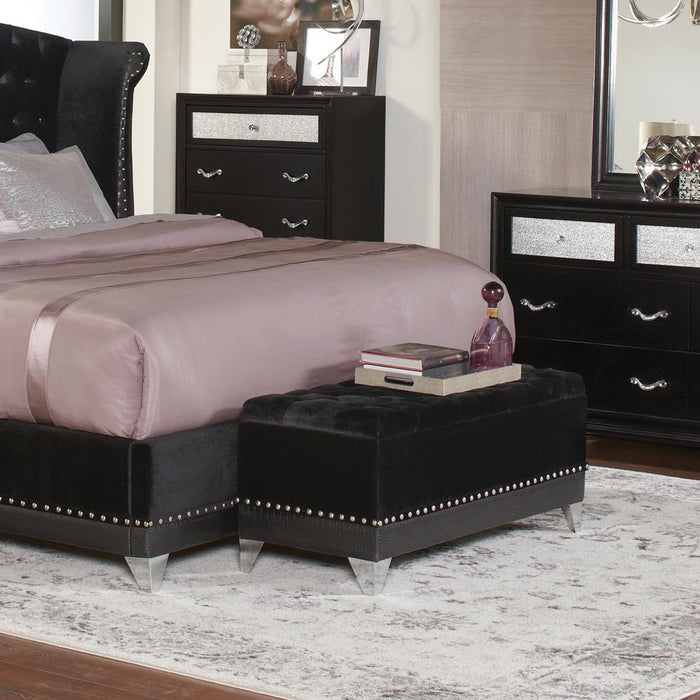 Barzini Tufted Rectangular Trunk with Nailhead Black - Visions in Furniture (La Mirada, CA)