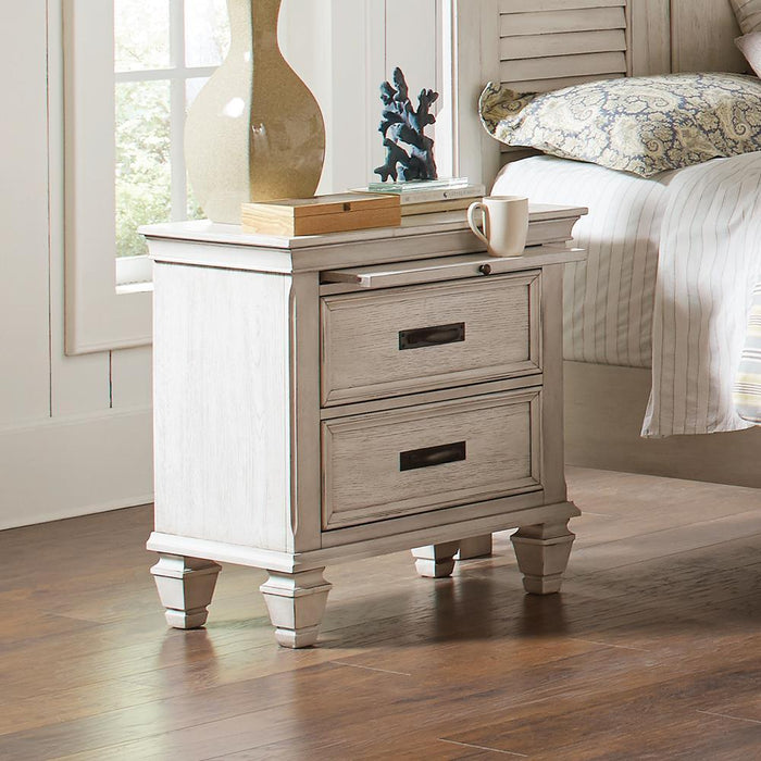 Franco 2-drawer Nightstand Antique White - Visions in Furniture (La Mirada, CA)