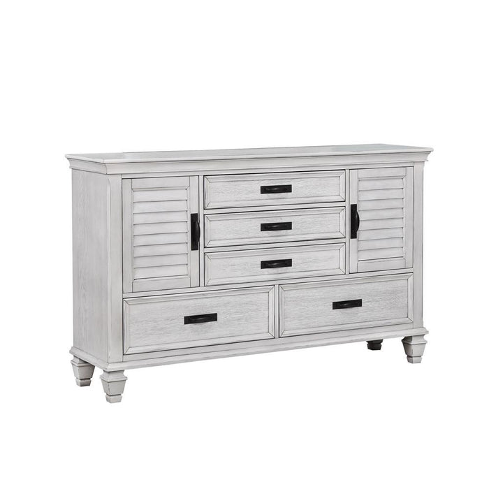 Franco 5-drawer Dresser Antique White - Visions in Furniture (La Mirada, CA)