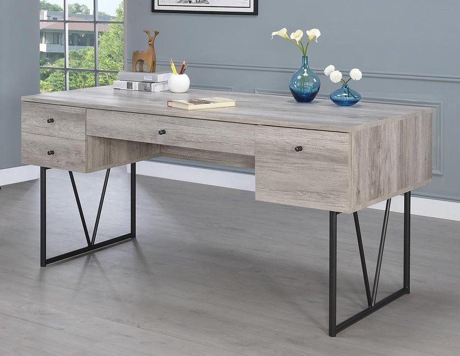 Analiese 4-drawer Writing Desk Grey Driftwood - Visions in Furniture (La Mirada, CA)